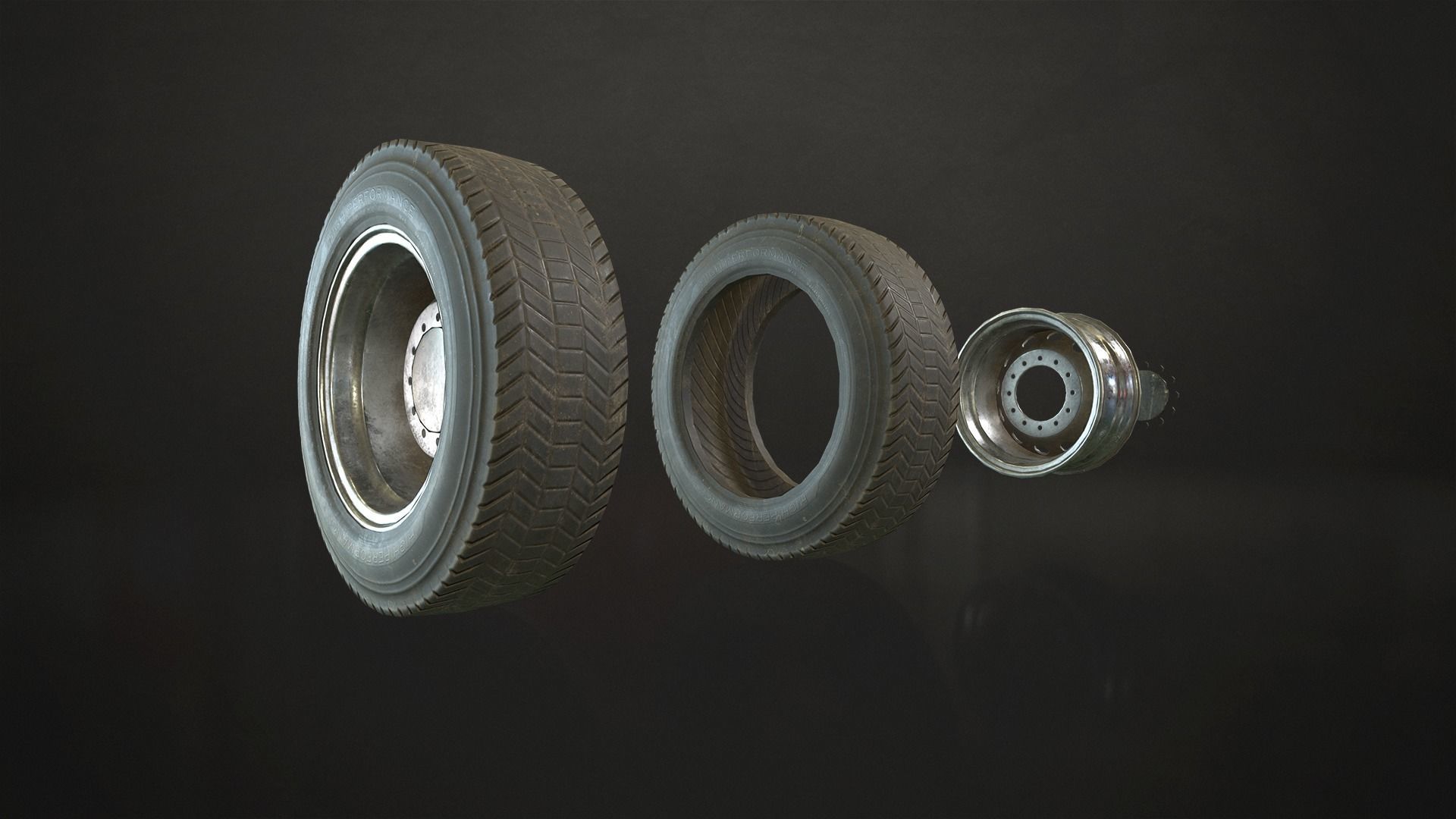3D model Truck Wheels Rims and Tires VR / AR / lowpoly CGTrader