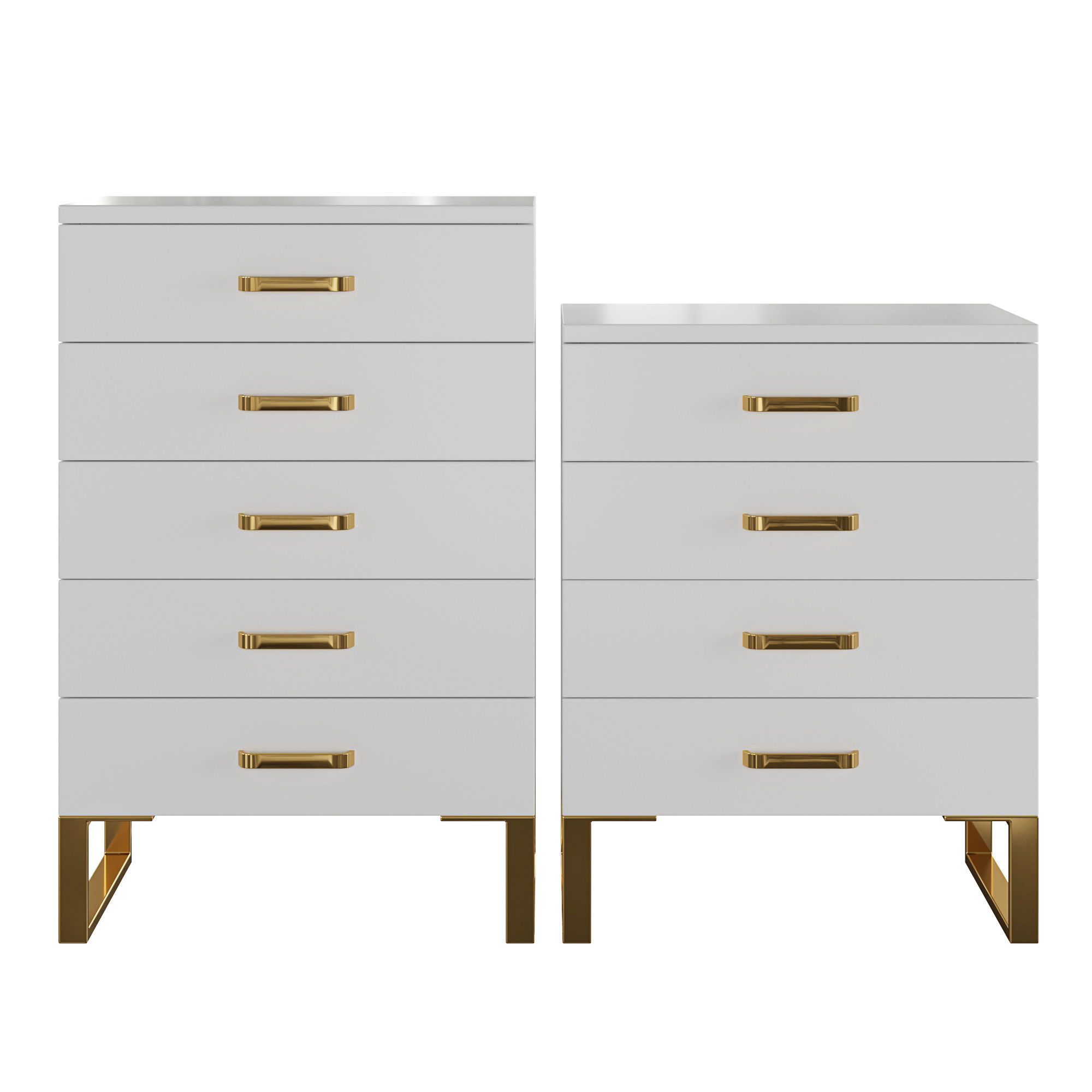Homary Modern White Storage with Storage with Gold Legs 3D
