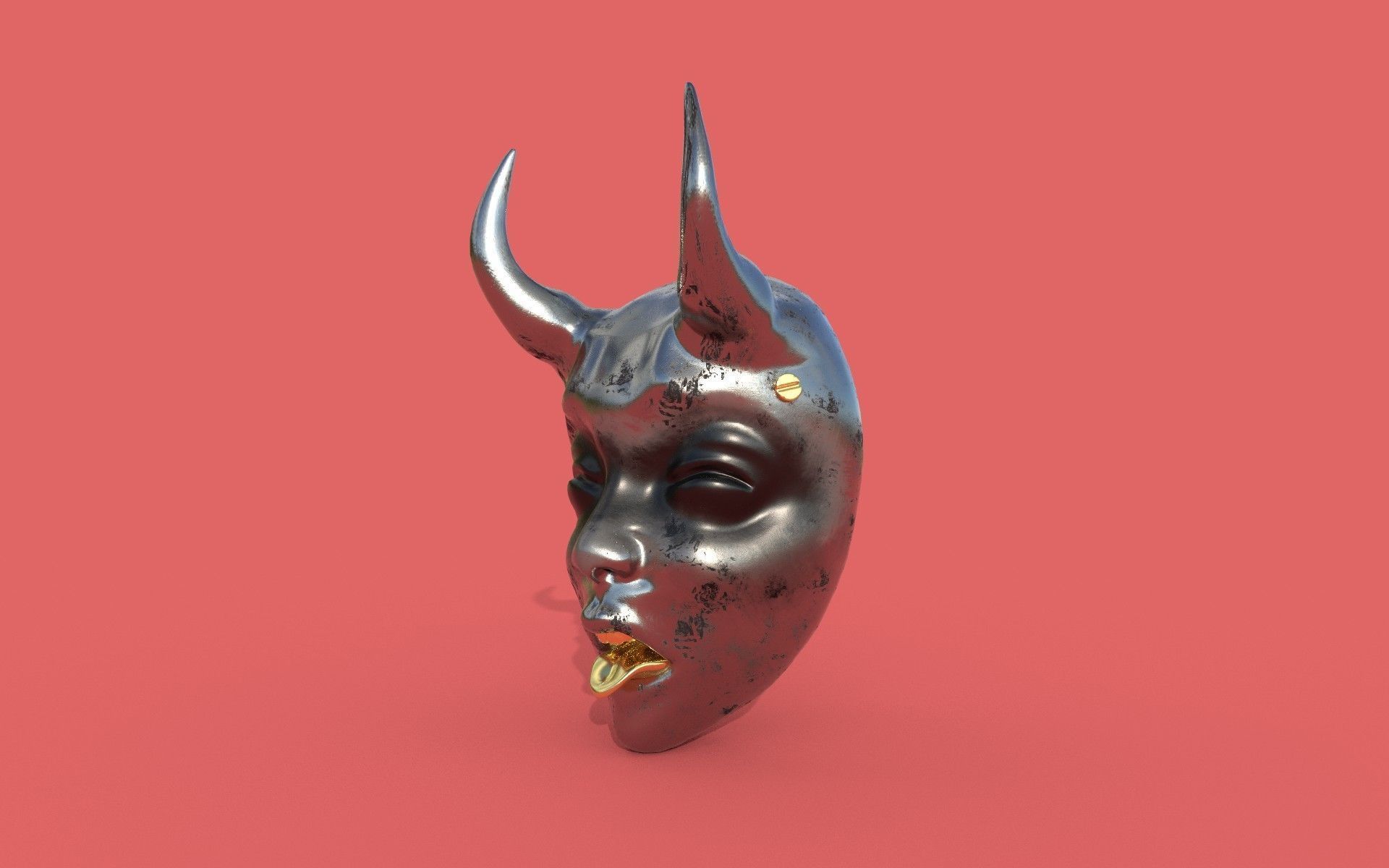 Oni Female Mask 3D model CGTrader