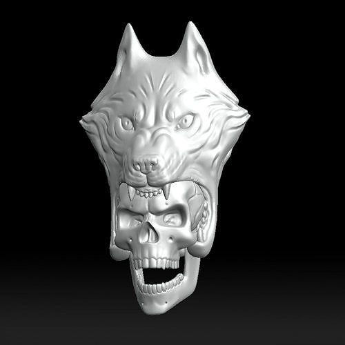 Wolf head with human skull Wall Decoration 3D print model 3D model 3D ...