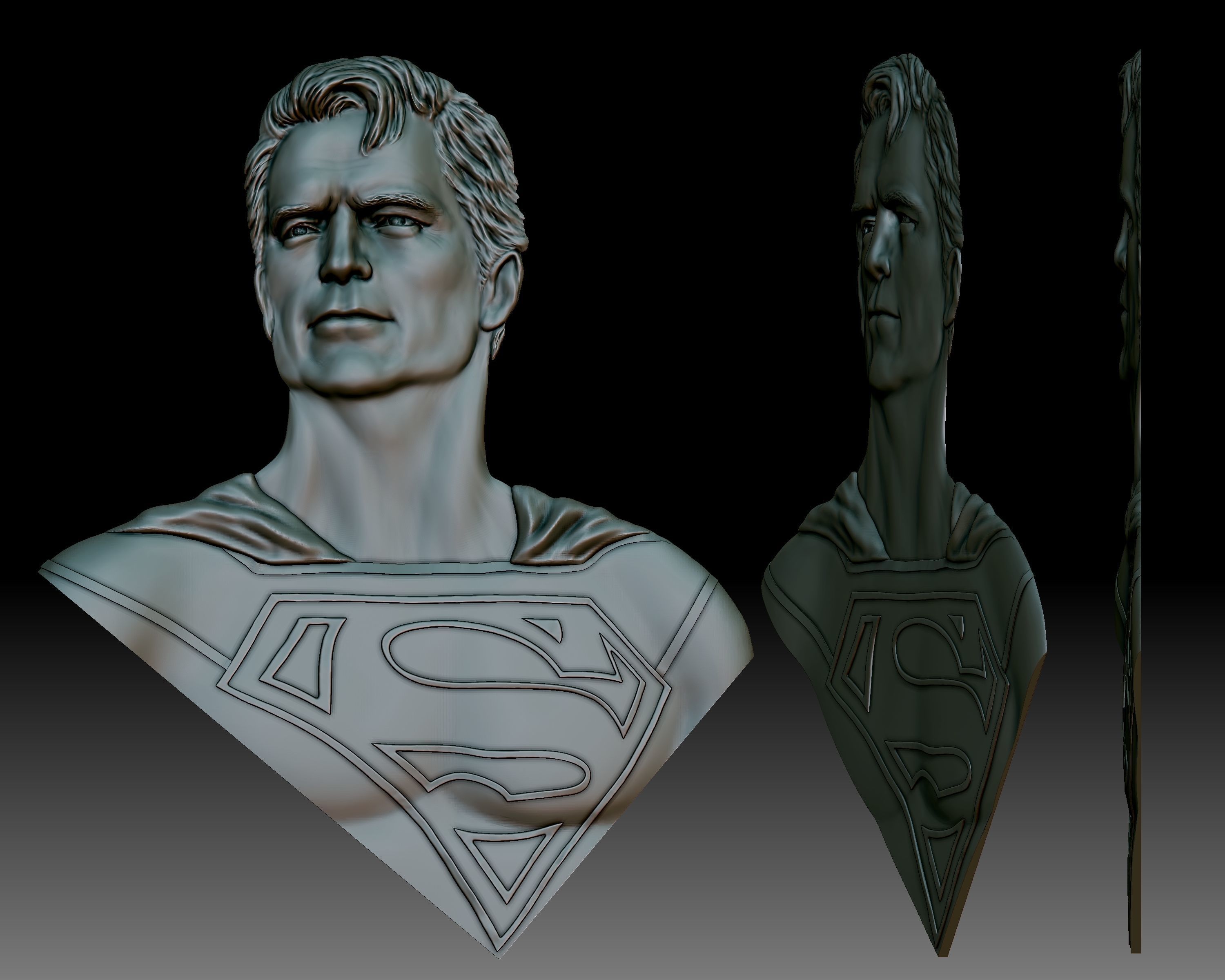 Superman portrait bas-relief for CNC router or printer 3D model 3D ...