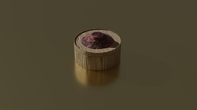 Wood Circular Box With Lava Top Low-poly 3D model