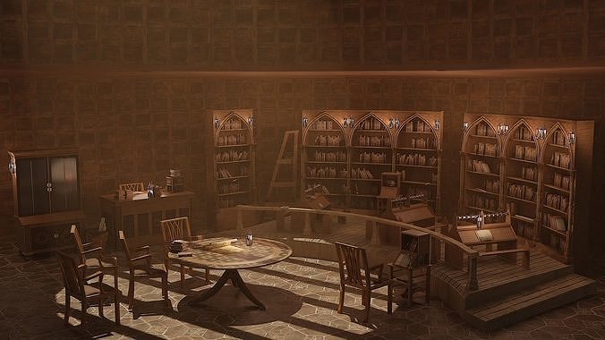 Medieval Library Model Pack Tortilla Low-poly 3D model