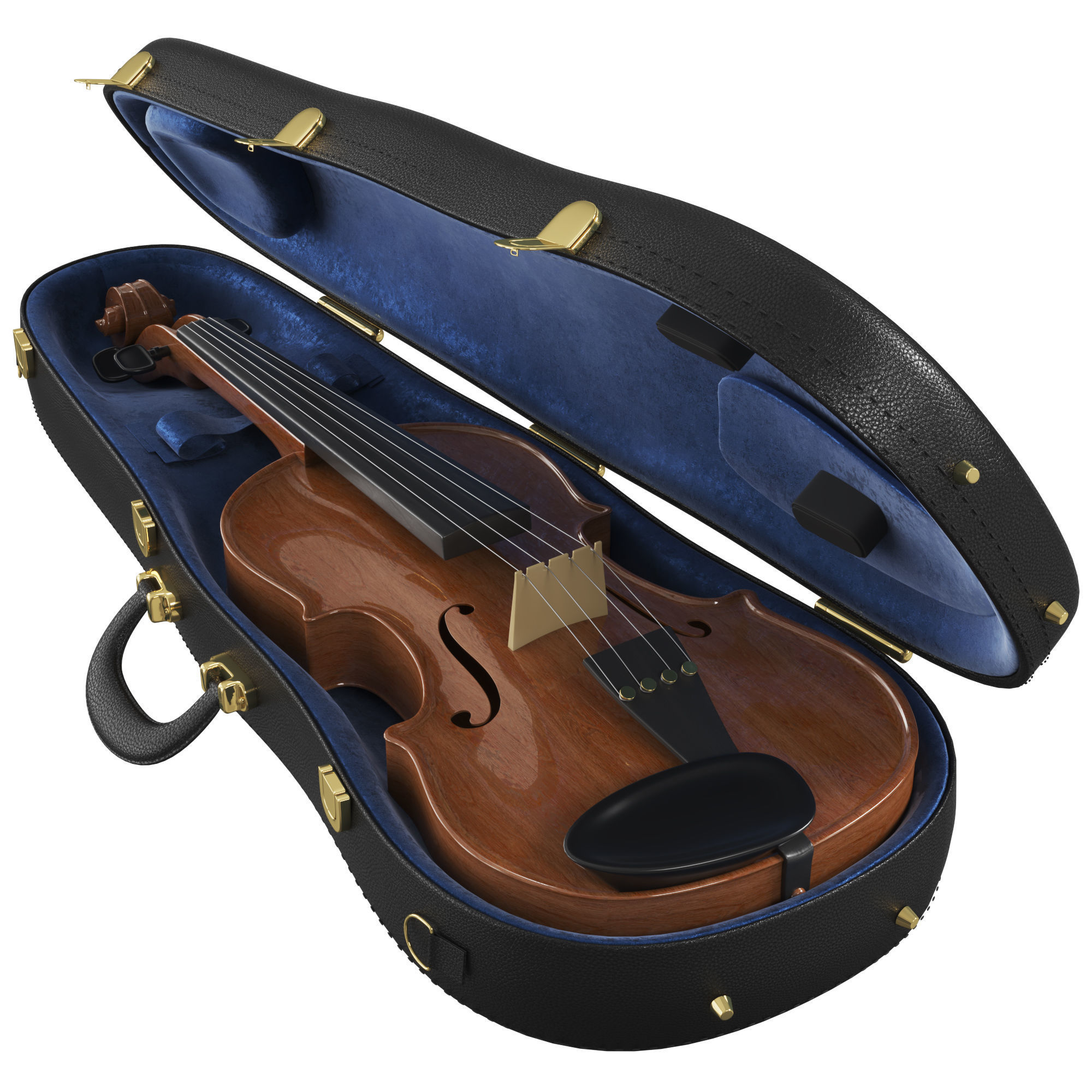 The Violin With Case 3D model CGTrader