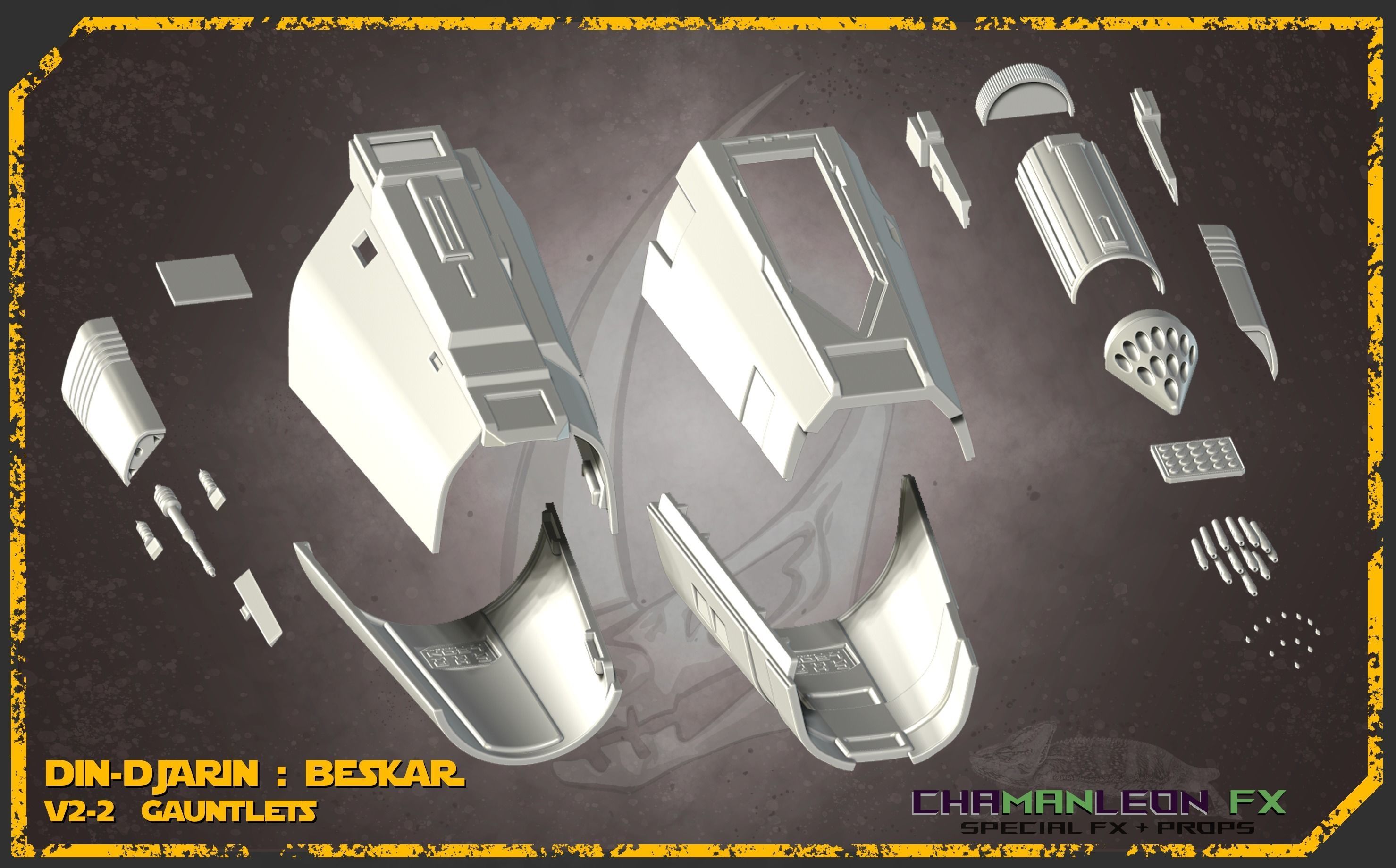 Din Djarin Mandalorian Beskar Gauntlets Cosplay Armor 3D model 3D