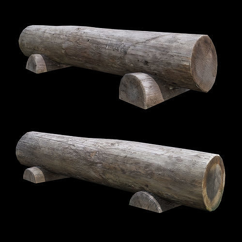 Wood bench Low-poly 3D model