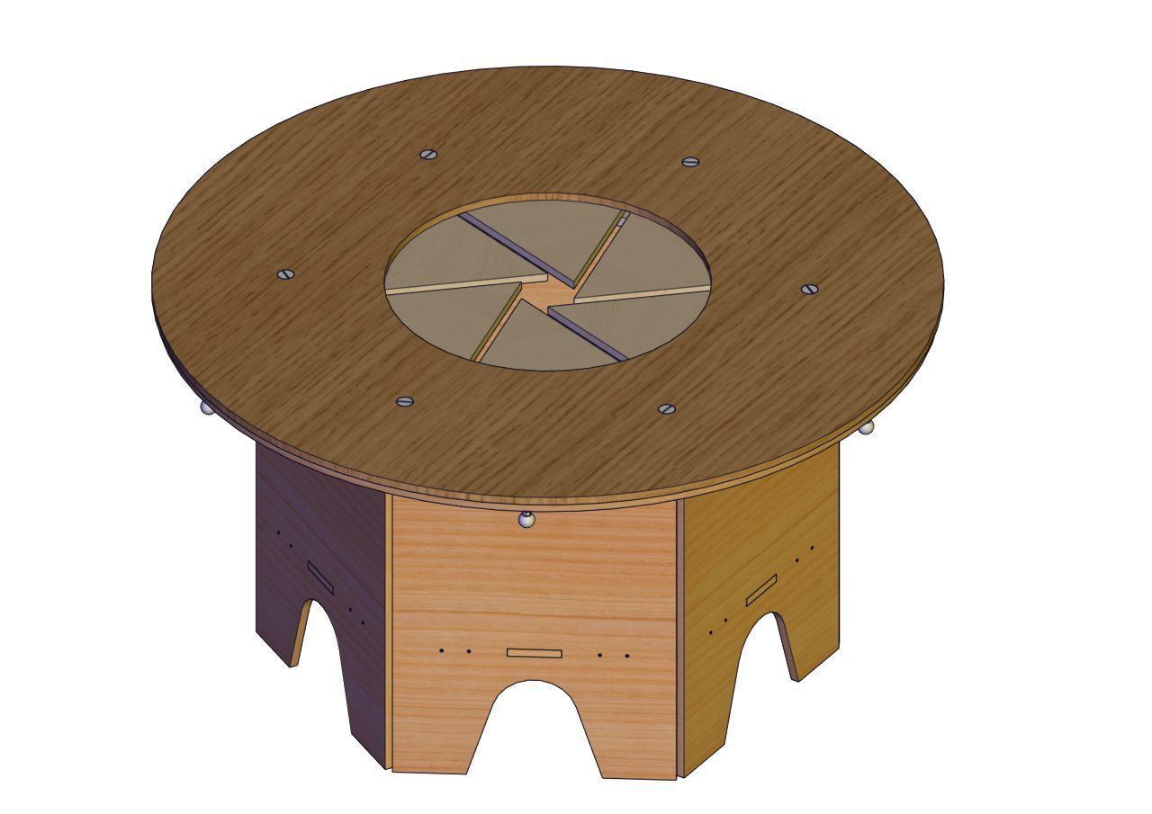 Wood Rotating Dining Table Design6 bladediameter1450mmV1 3D model 3D
