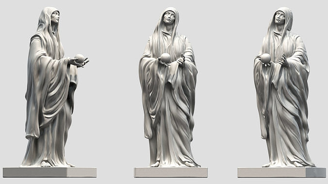 Virgin statue with cloak 3D model 3D printable | CGTrader