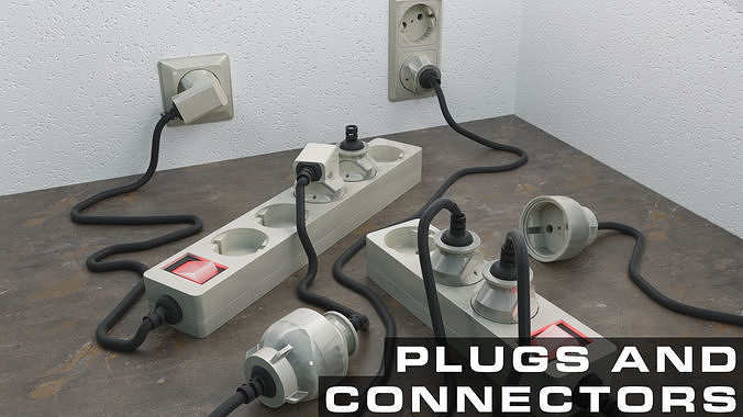 3D model Plugs and Connectors Kit VR / AR / low-poly | CGTrader