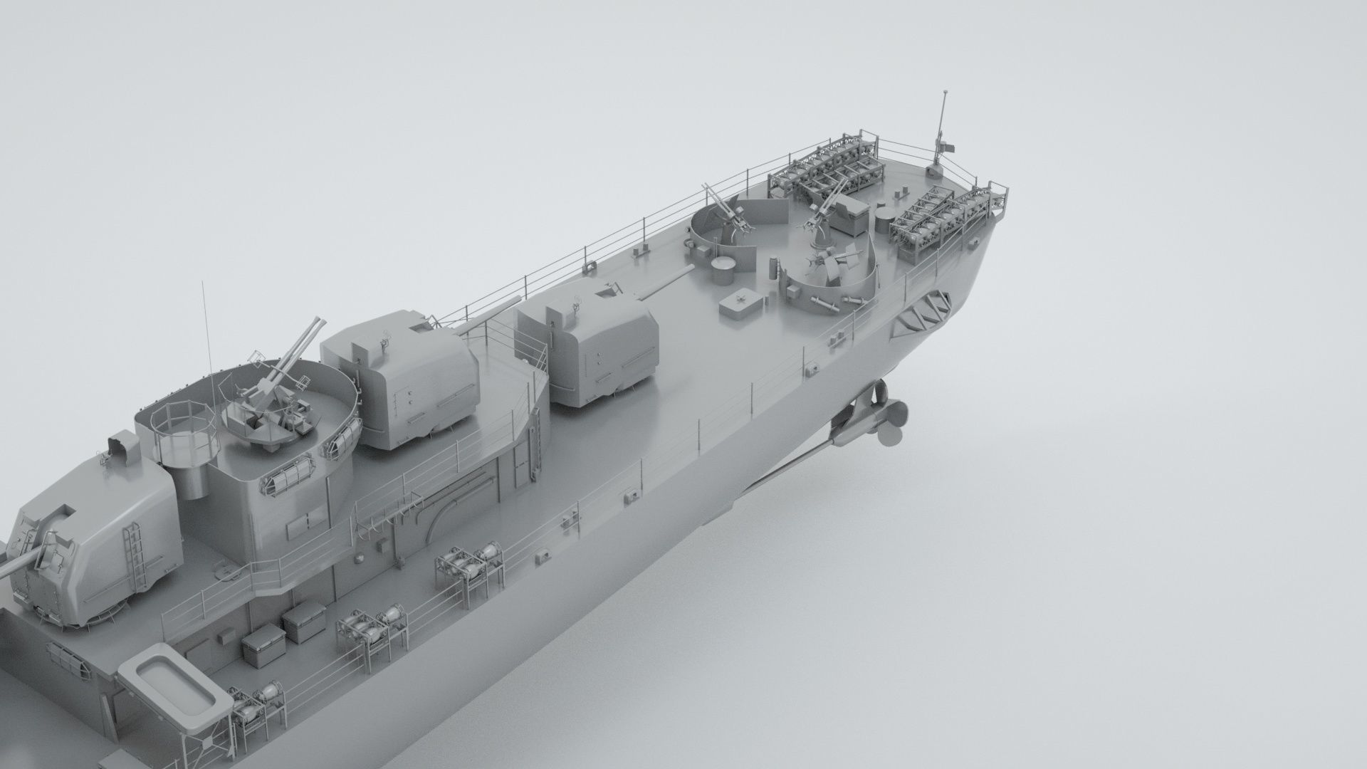 USS Johnston Destroyer DD557 3D model rigged CGTrader