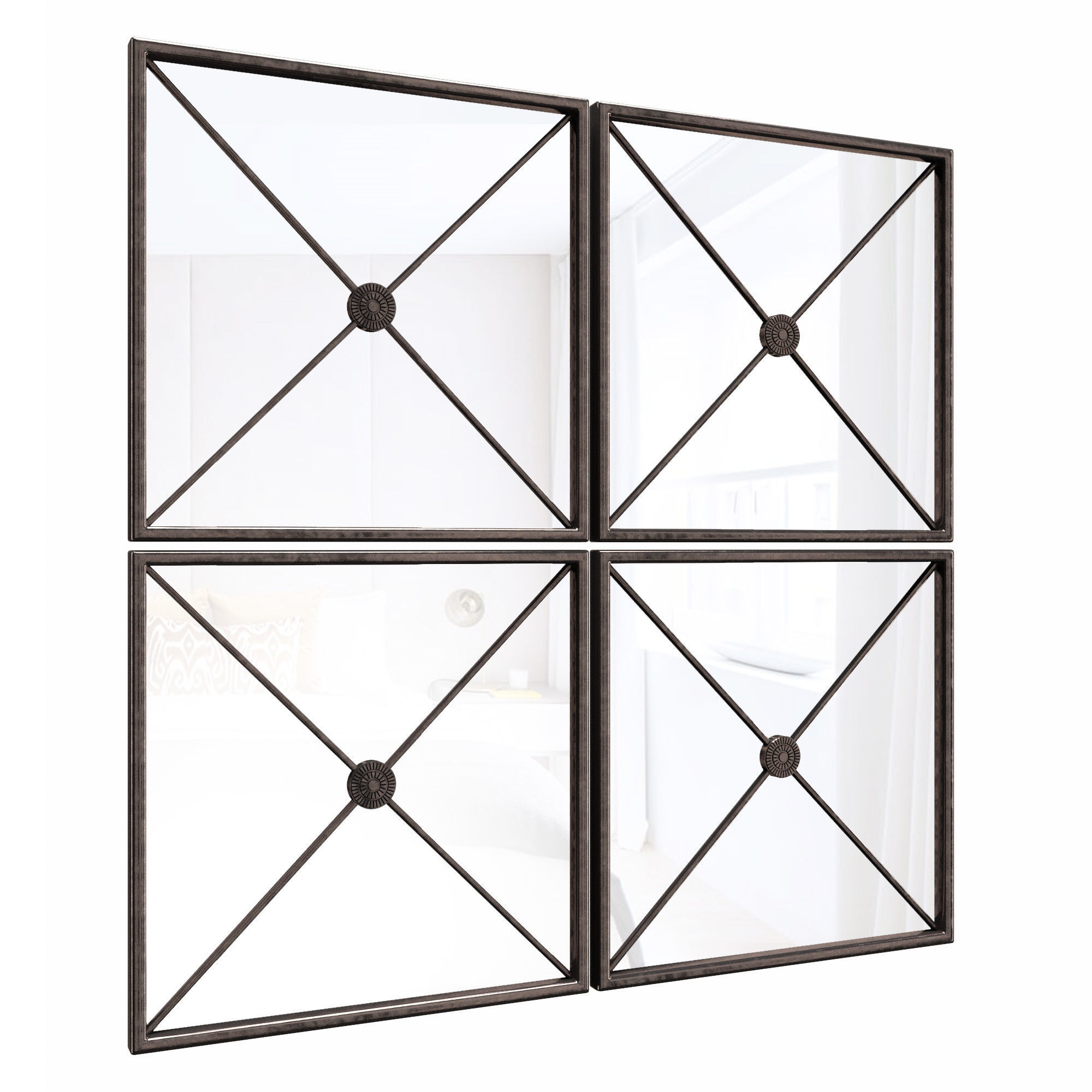 Jeffrey Large Framed Wall Mirror Set of 4 3D model CGTrader