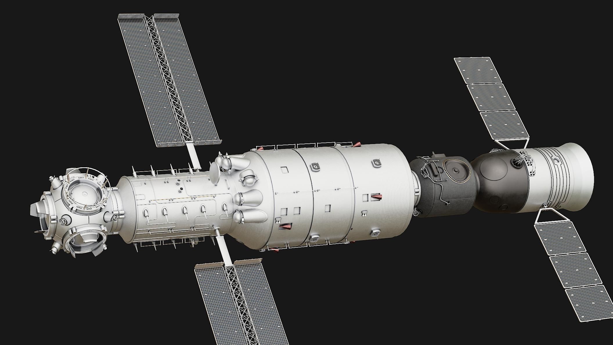 Tiangong Space Station 3D model CGTrader