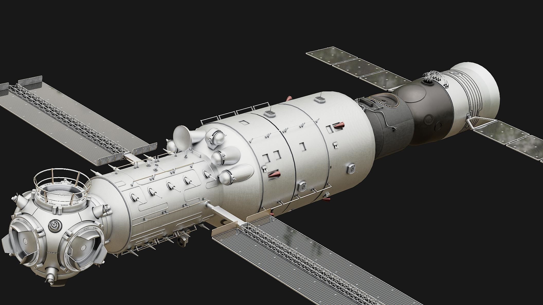 Tiangong Space Station 3D model CGTrader
