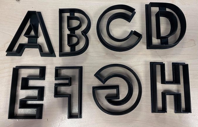 Alphabet cookie cutter set of 26 capital characters 3D model 3D