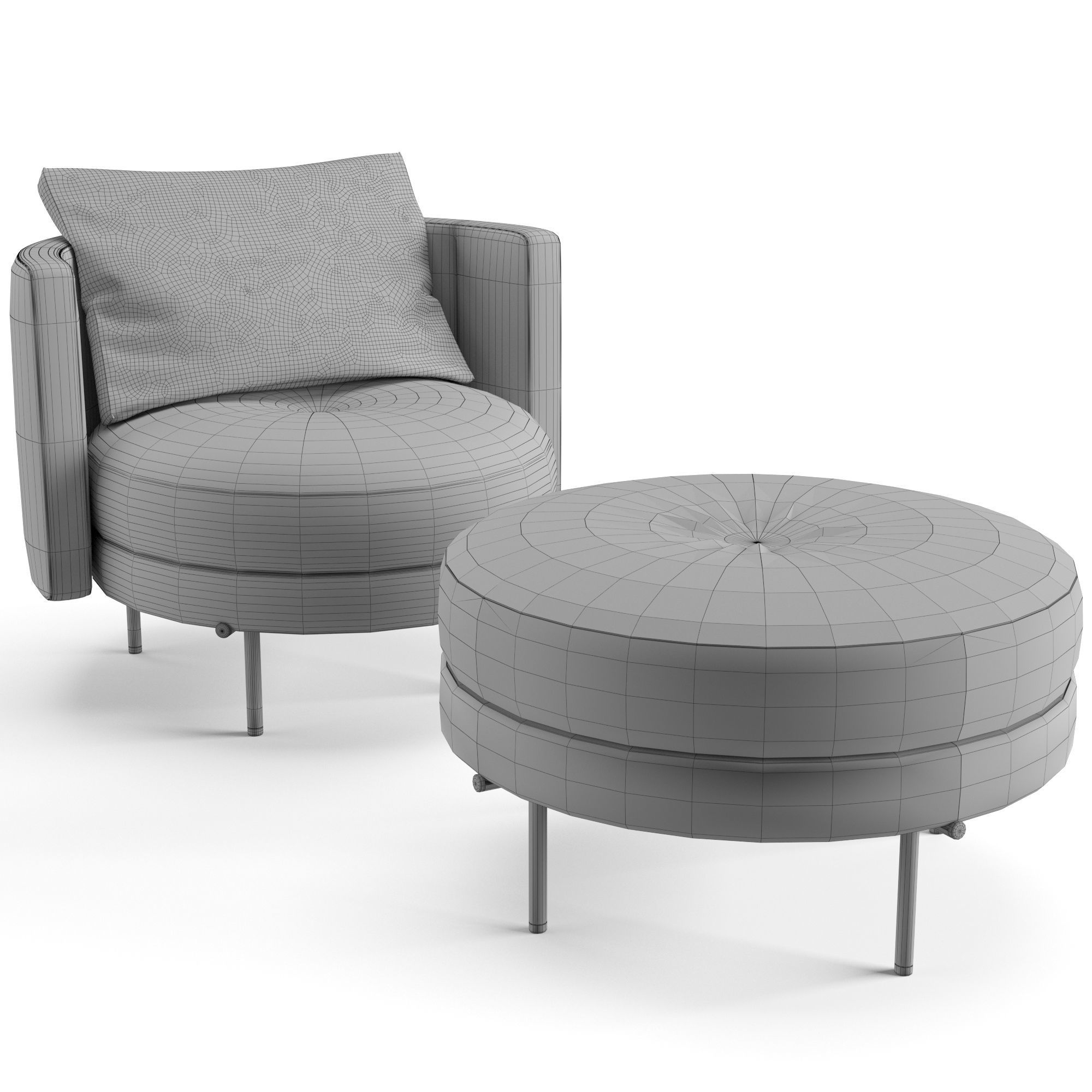 Minotti Torii small armchair swivel fixed 3D model | CGTrader