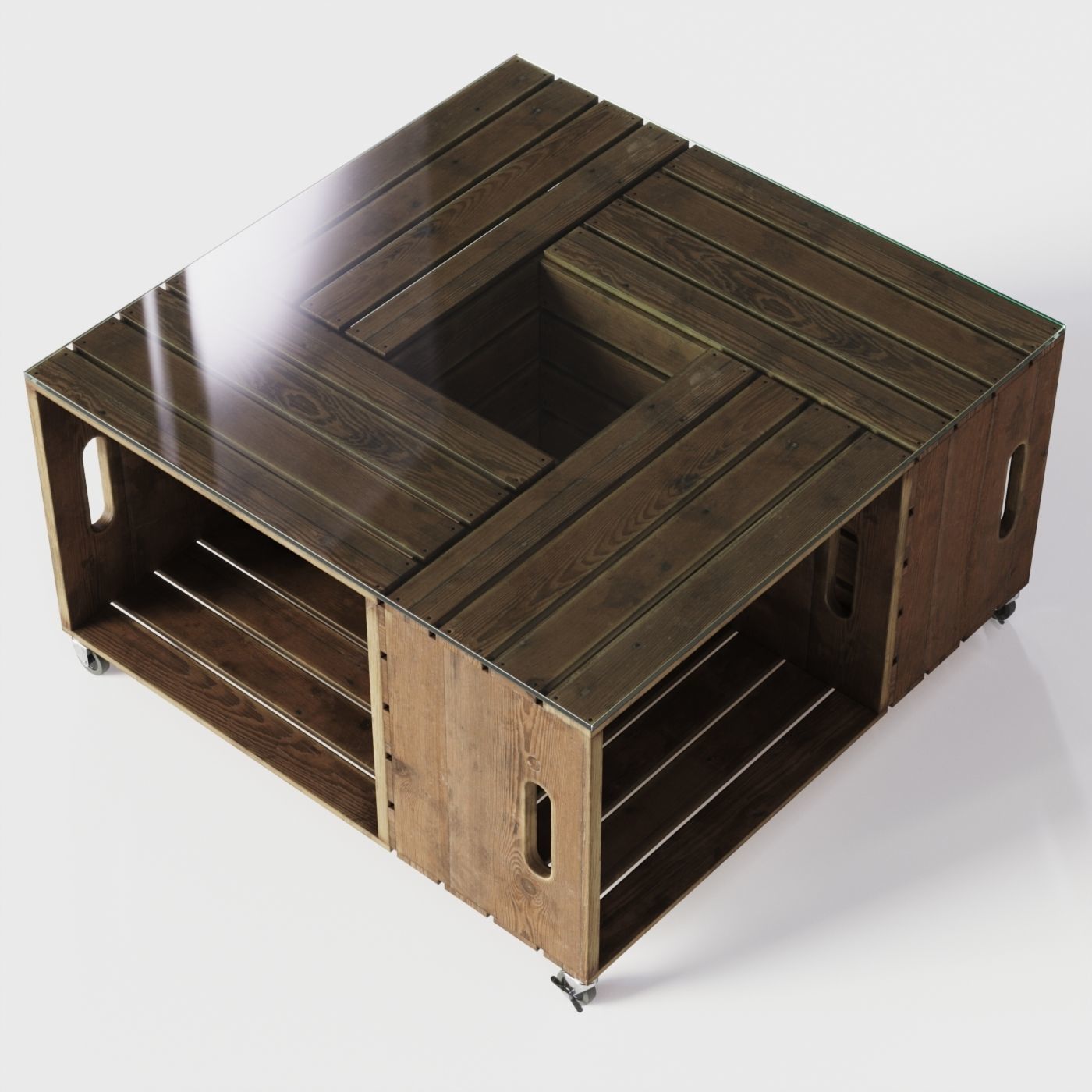 DIY Crate Coffee Table Storage box 3D model CGTrader