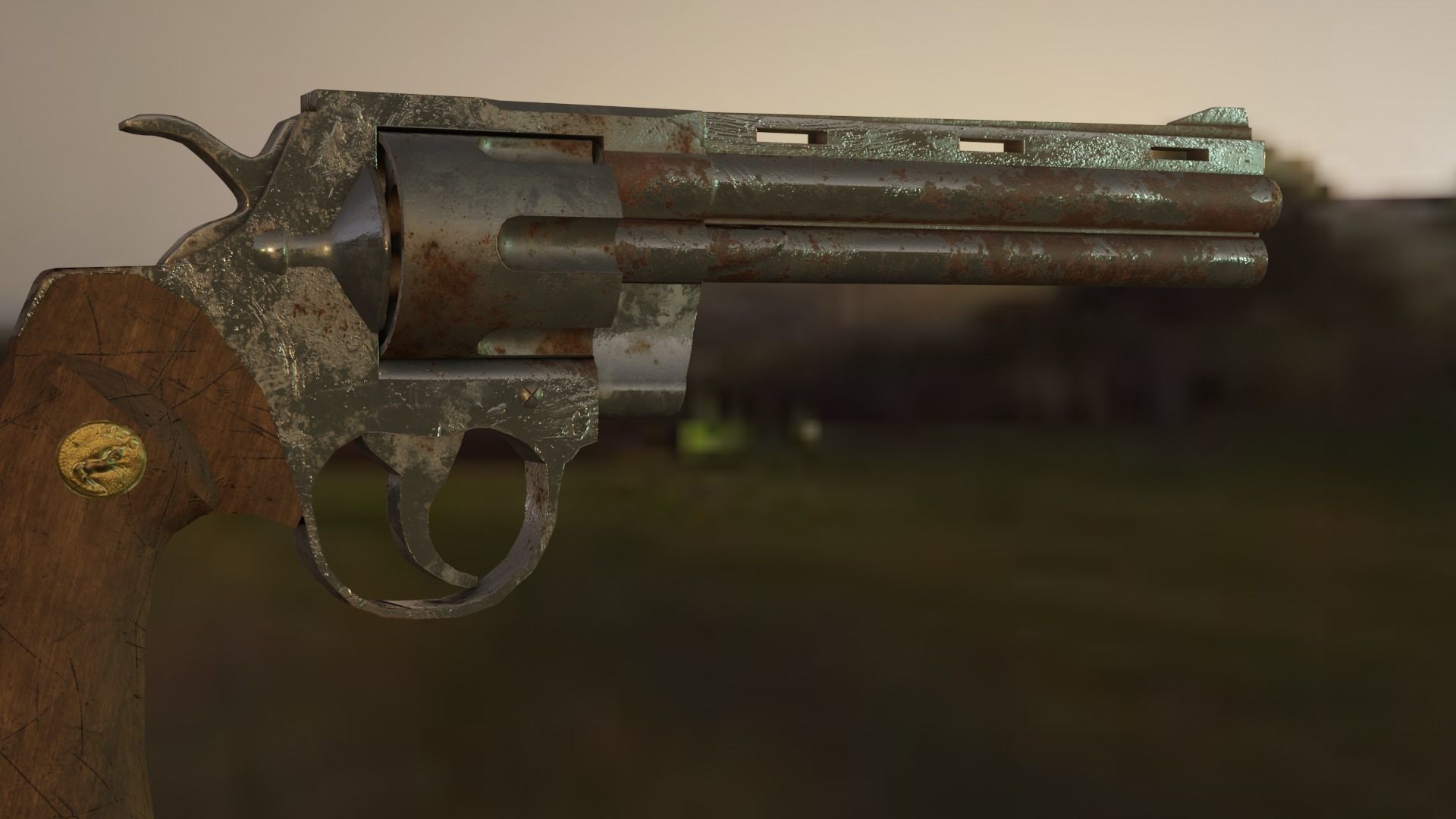 3D model Rusty Old Colt Python 357 mag Revolver VR / AR / low-poly ...