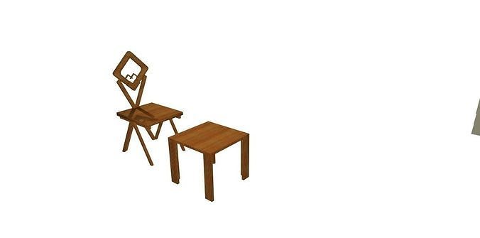 Chair and table 3D model
