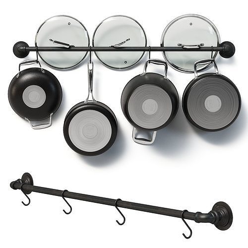 Hanging Rack Pans Set 3D model