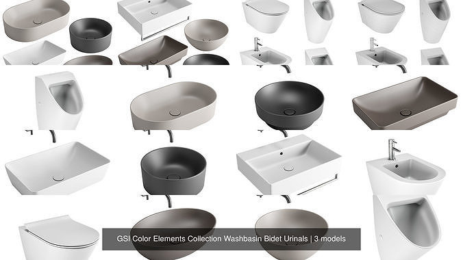 GSI Color Elements Collection Washbasin Bidet Urinals | CGTrader