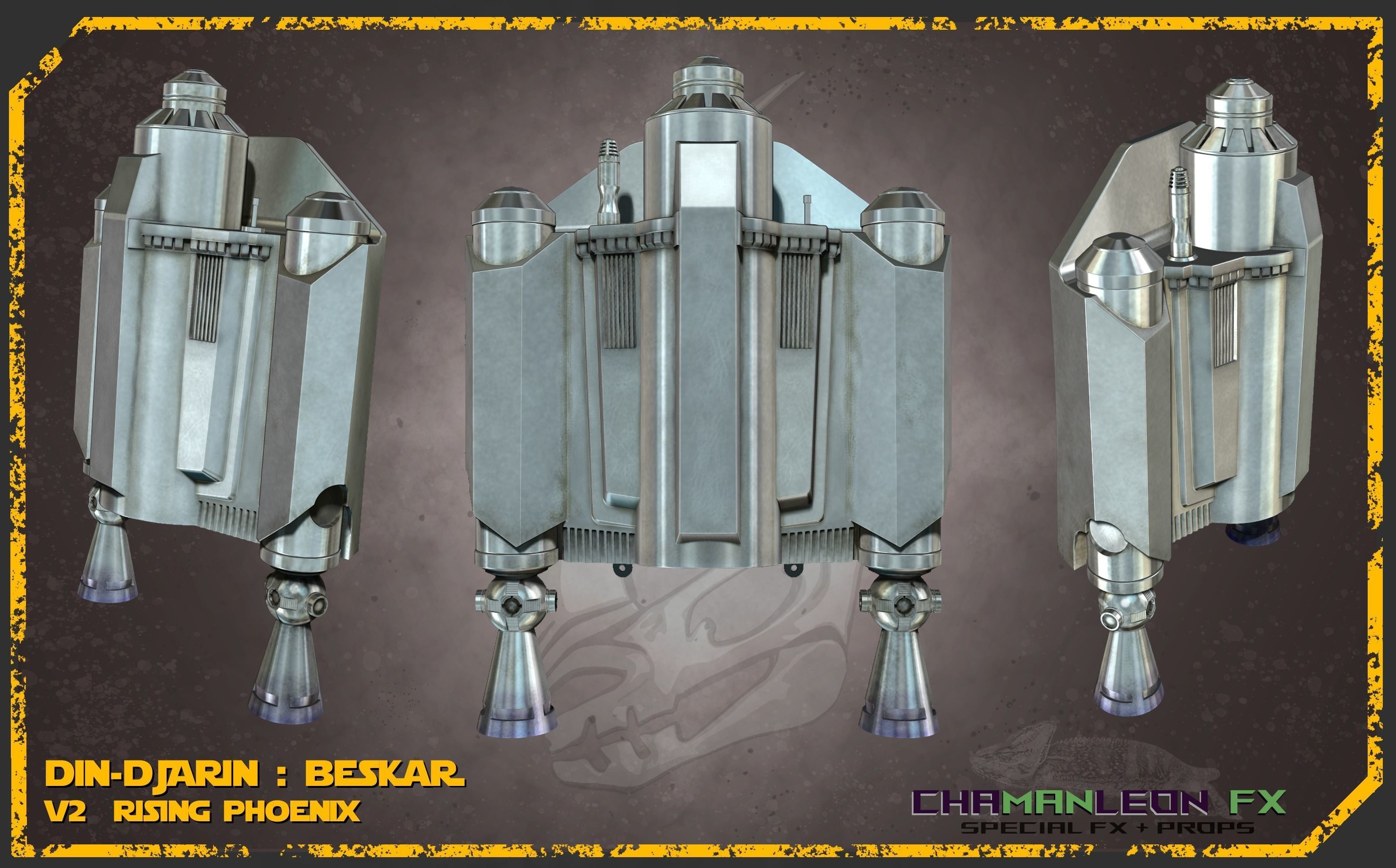 Din Djarin Mandalorian Beskar Rising Phoenix Jetpack Cosplay 3D model