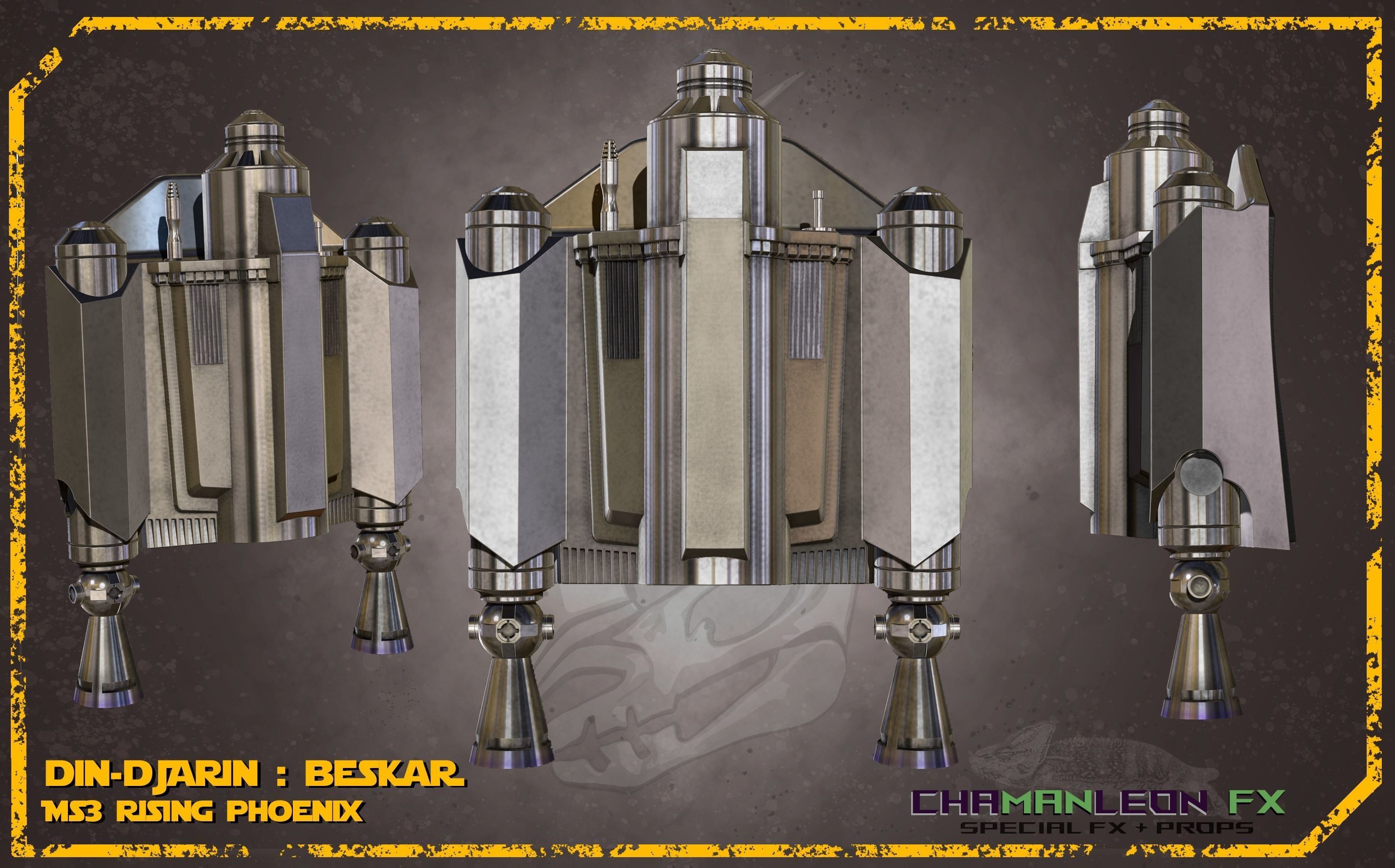 Din Djarin Mandalorian Beskar Rising Phoenix Jetpack Cosplay 3D model