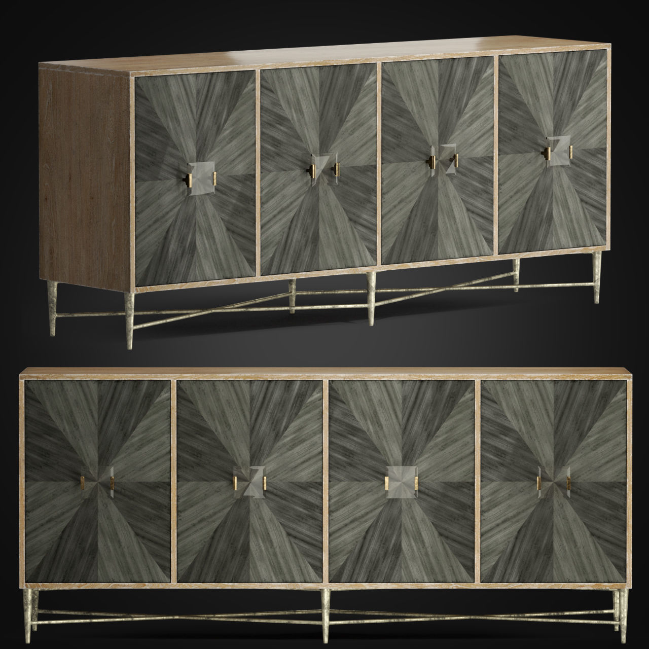 Melange Zola FourDoor Credenza 3D model CGTrader