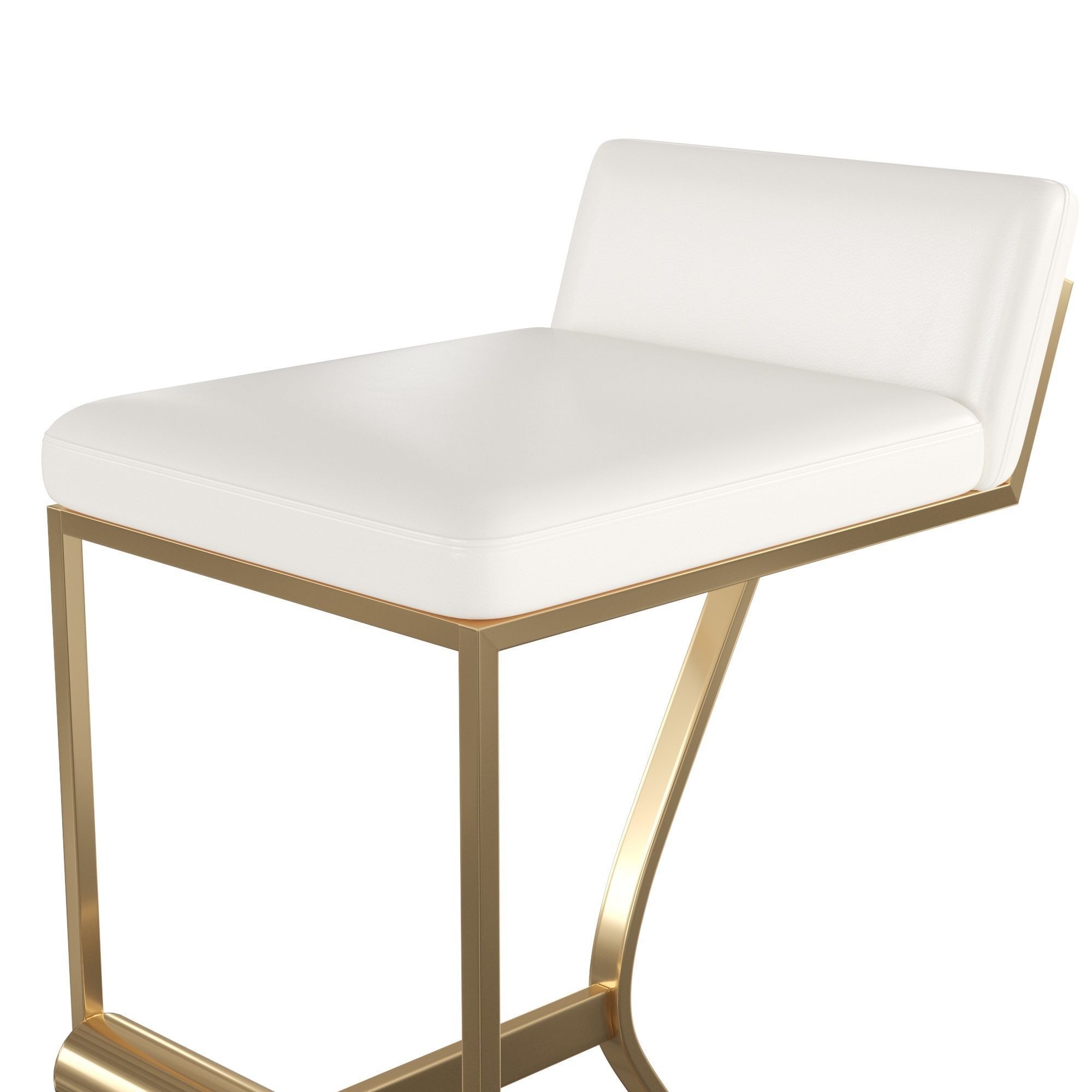 White Genuine Leather Bar Stool 3D model CGTrader