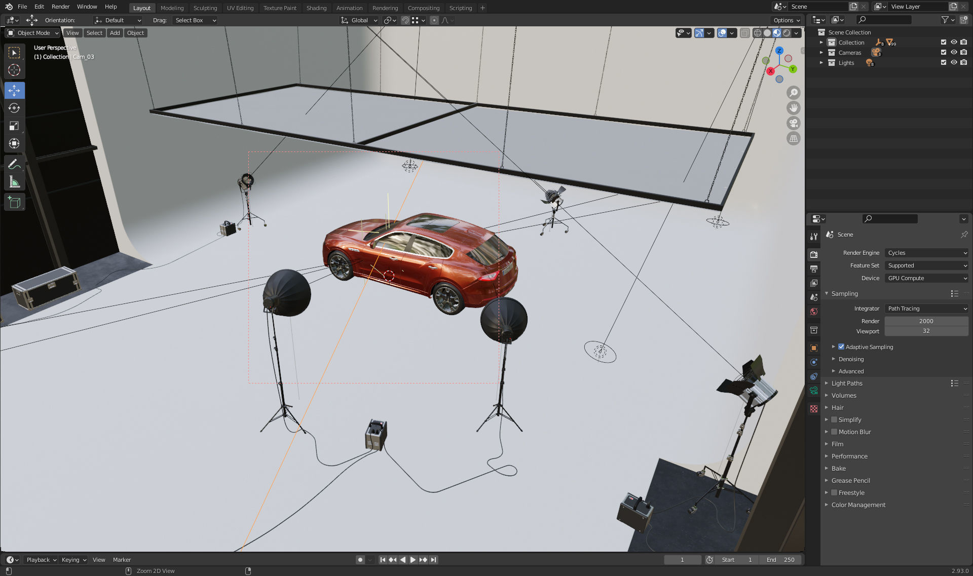 Automotive photo studio for Blender Cycles SWR2 3D model CGTrader