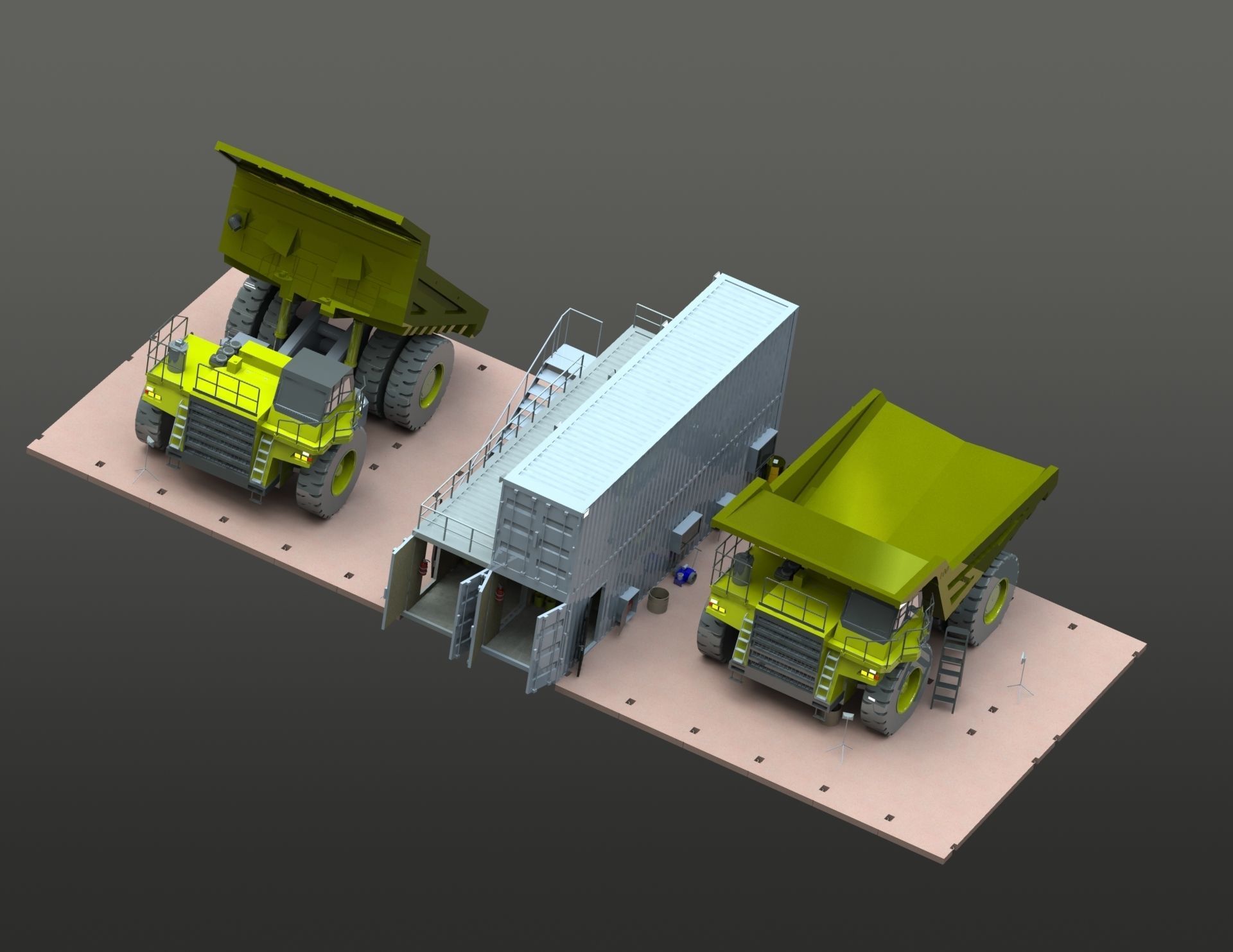 Dump truck service point 3D model CGTrader