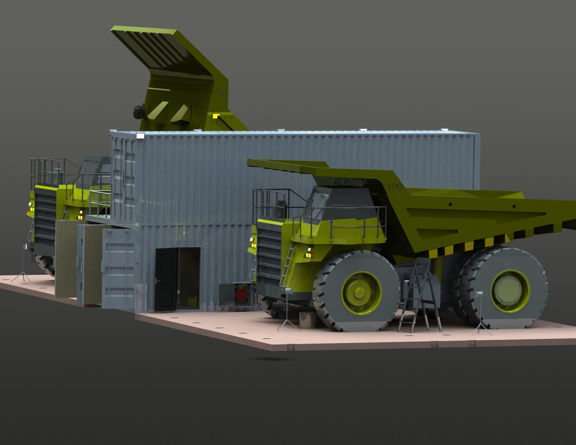 Dump truck service point 3D model CGTrader
