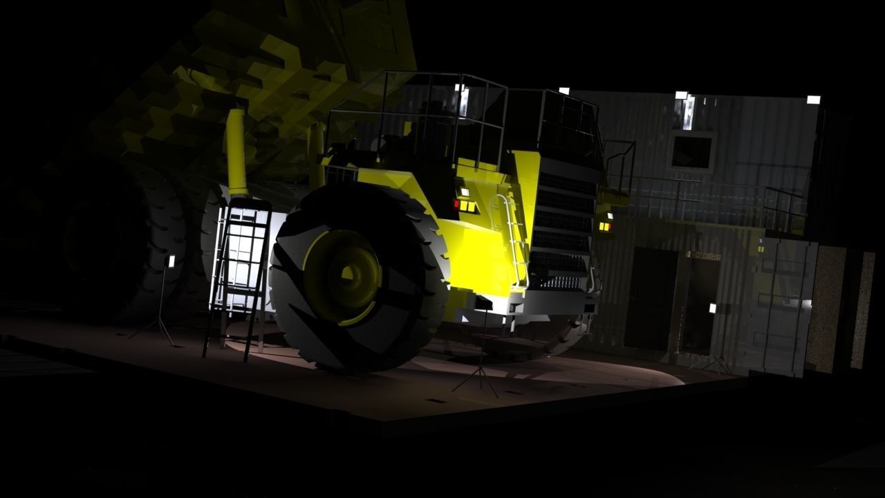 Dump truck service point 3D model CGTrader