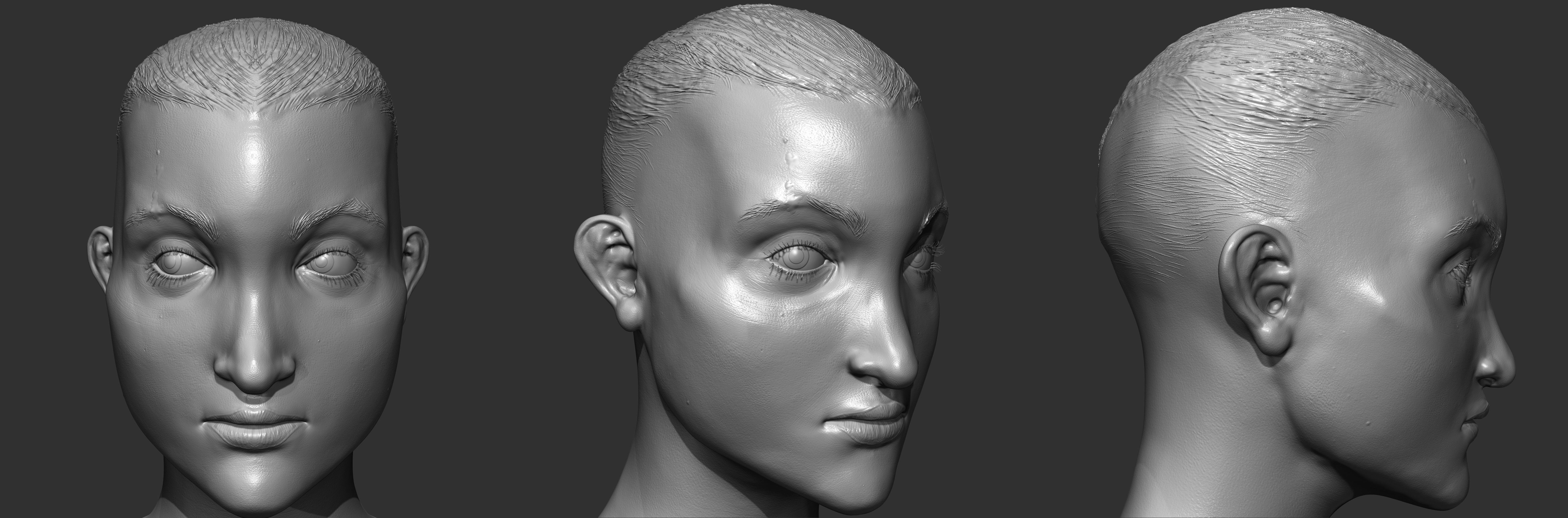 Female Head Low-poly  3D model