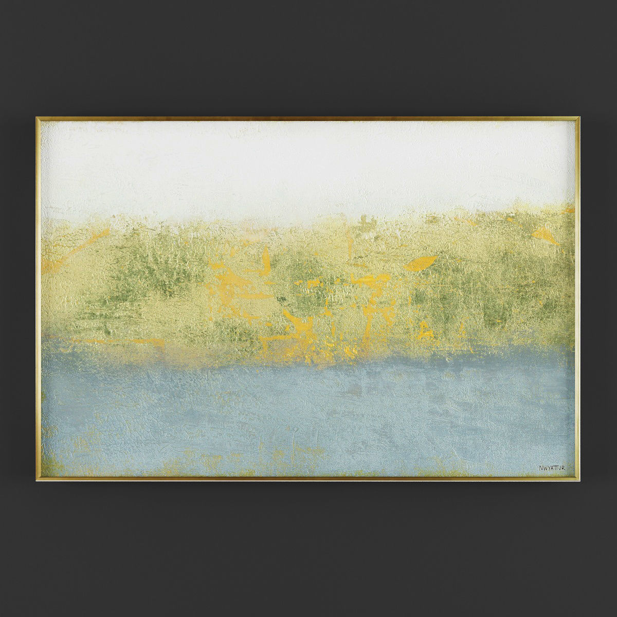 Pictures239 abstract landscape painting gold frame 3D model CGTrader
