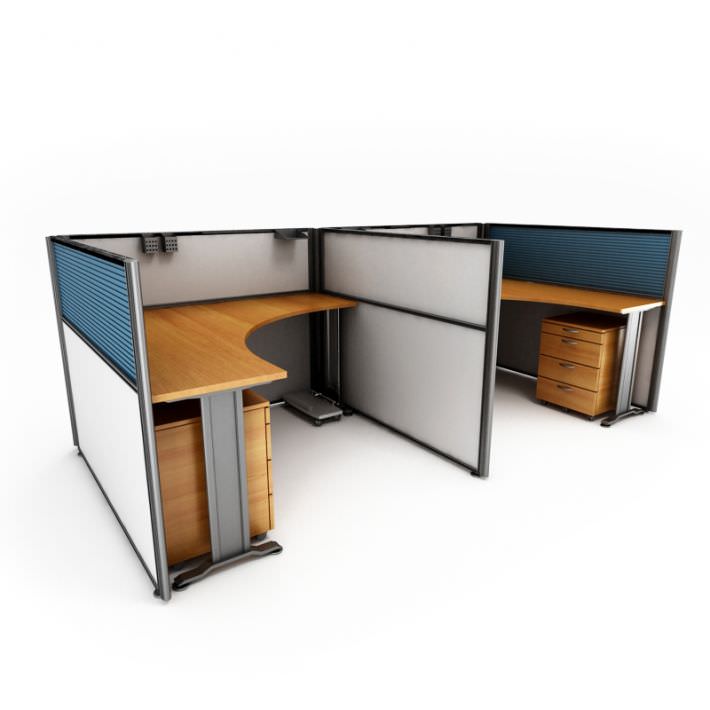 Wooden Office Desk 3D model