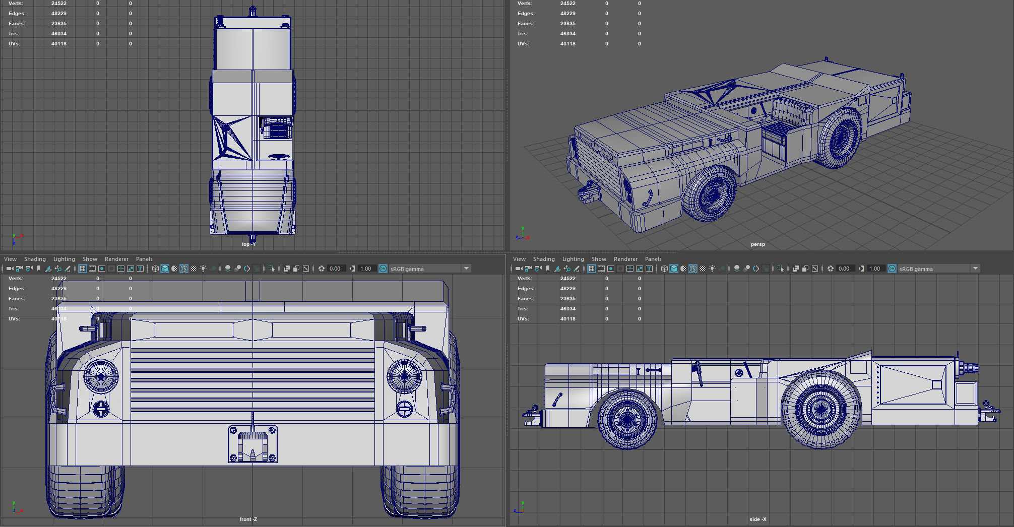 3D Model US ARMY Fight Deck Carrier Tractor White VR AR Low poly 