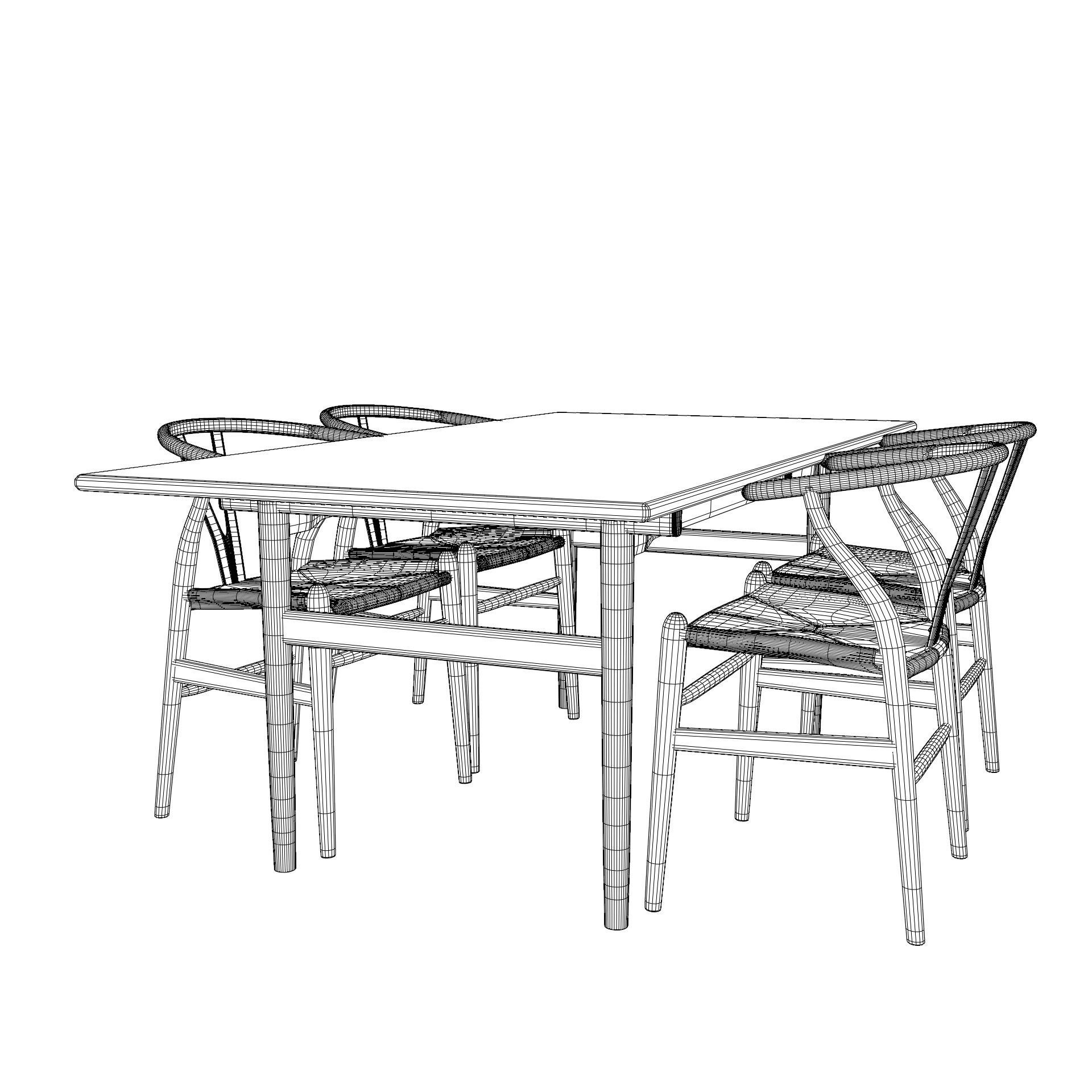 CH327 Table Wishbone Chair 3D model CGTrader