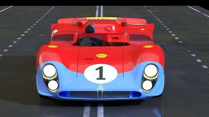 Alfa Romeo T33 Short Tail Race Car Low poly Game-Ready Model