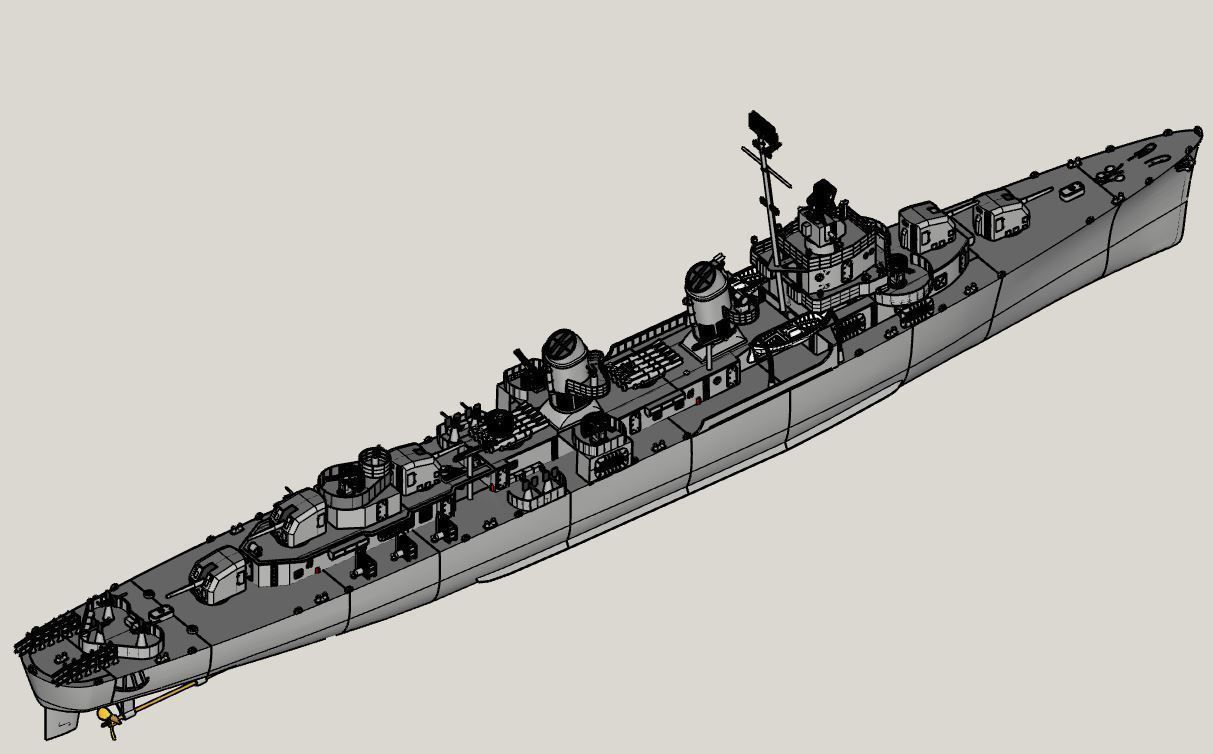 1 48 Fletcher Class Destroyer RC Model 3D model 3D printable CGTrader