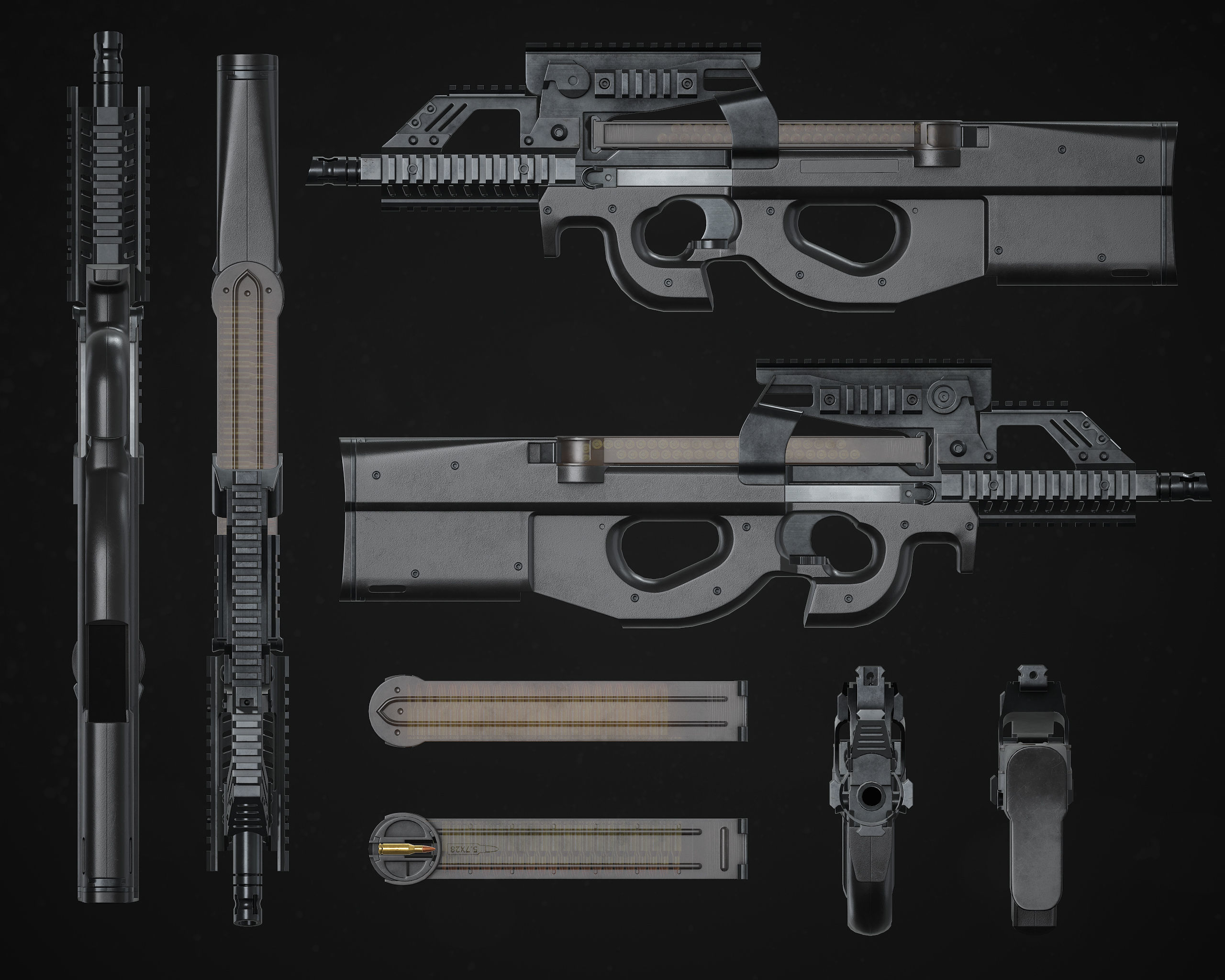3D model P90 Sub Machine Gun VR / AR / low-poly | CGTrader image.