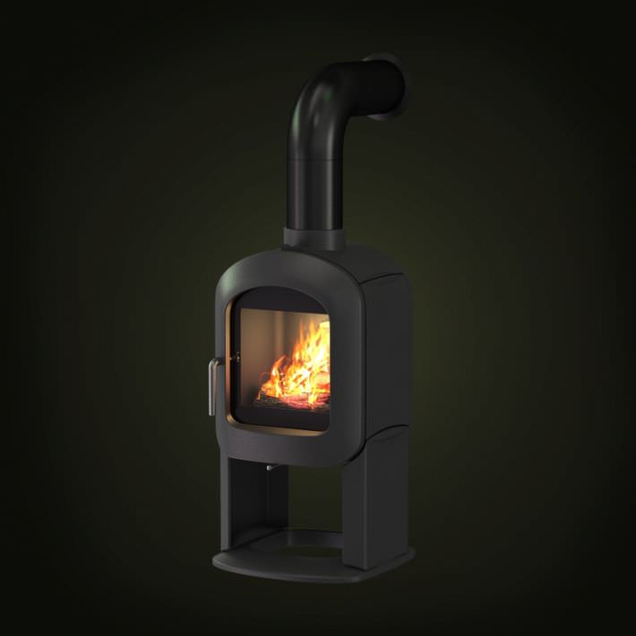 Modern Yet Rustic Charcoal Grey Stainless Steel Wood Fireplac...