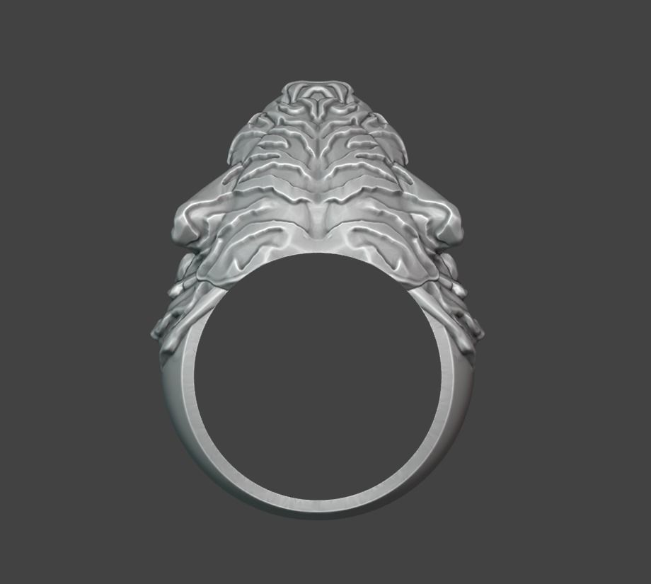 Vintage Tiger Head Ring For Men - 925 Sterling Silver Adjustable Ring With Turquoise Stone