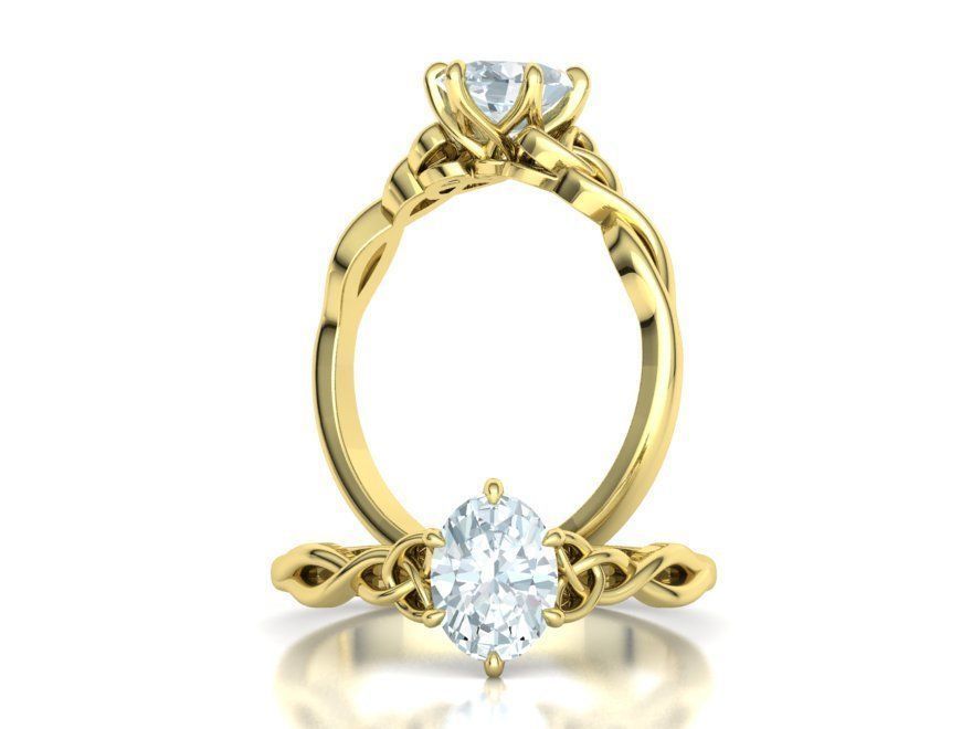 Oval 8x6 Engagement Ring Knot design Celtic Knot ring 3D model 3D