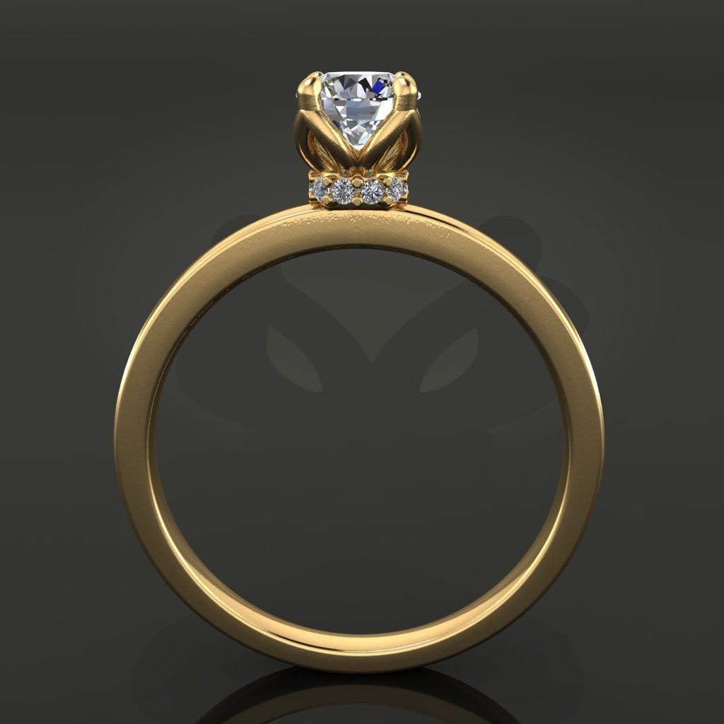 Floral Gallery Solitaire Infinity Diamond Bow Engagement Ring 3D model