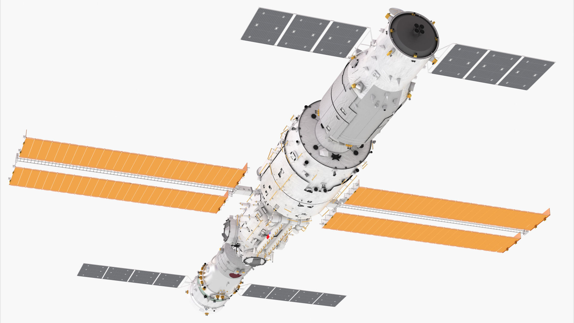 Chinese Space Station Tiangong Inside and outside 3D model animated