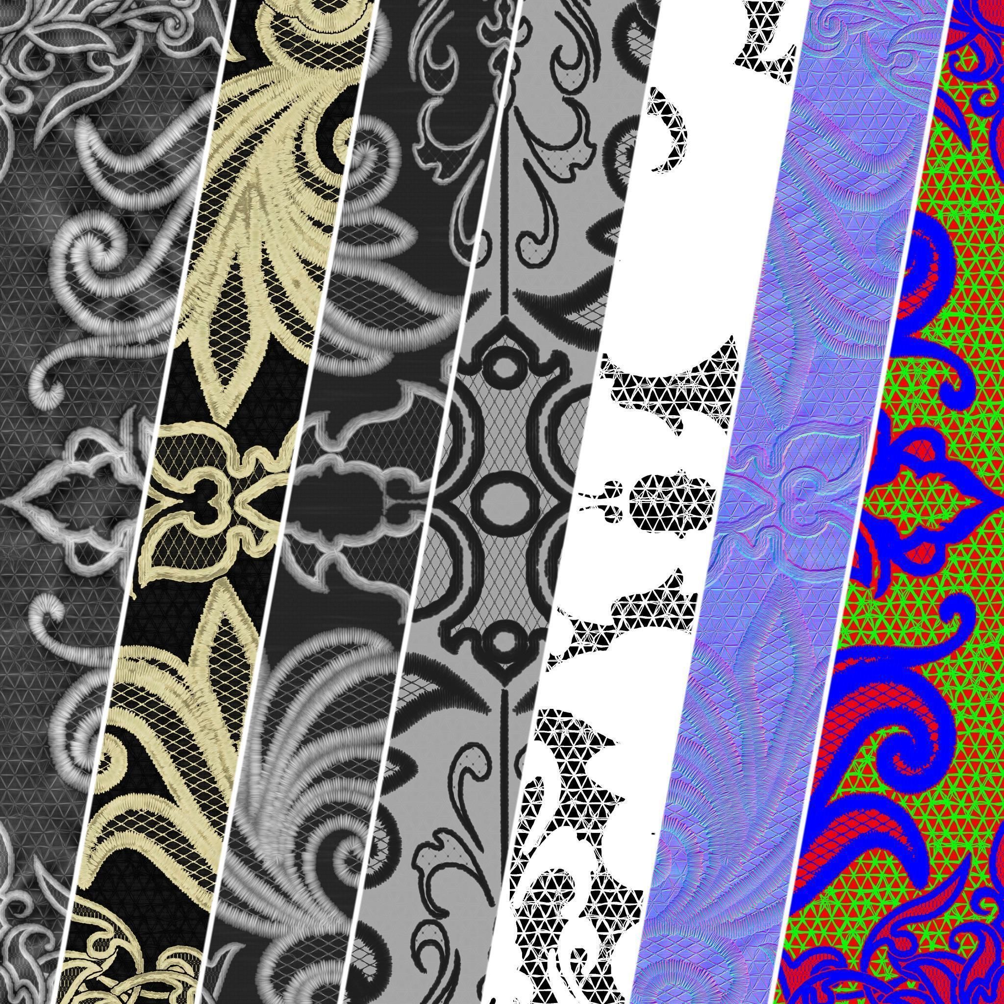 Lace Embroidery 08 4K PBR PNG SBSAR Texture CGTrader