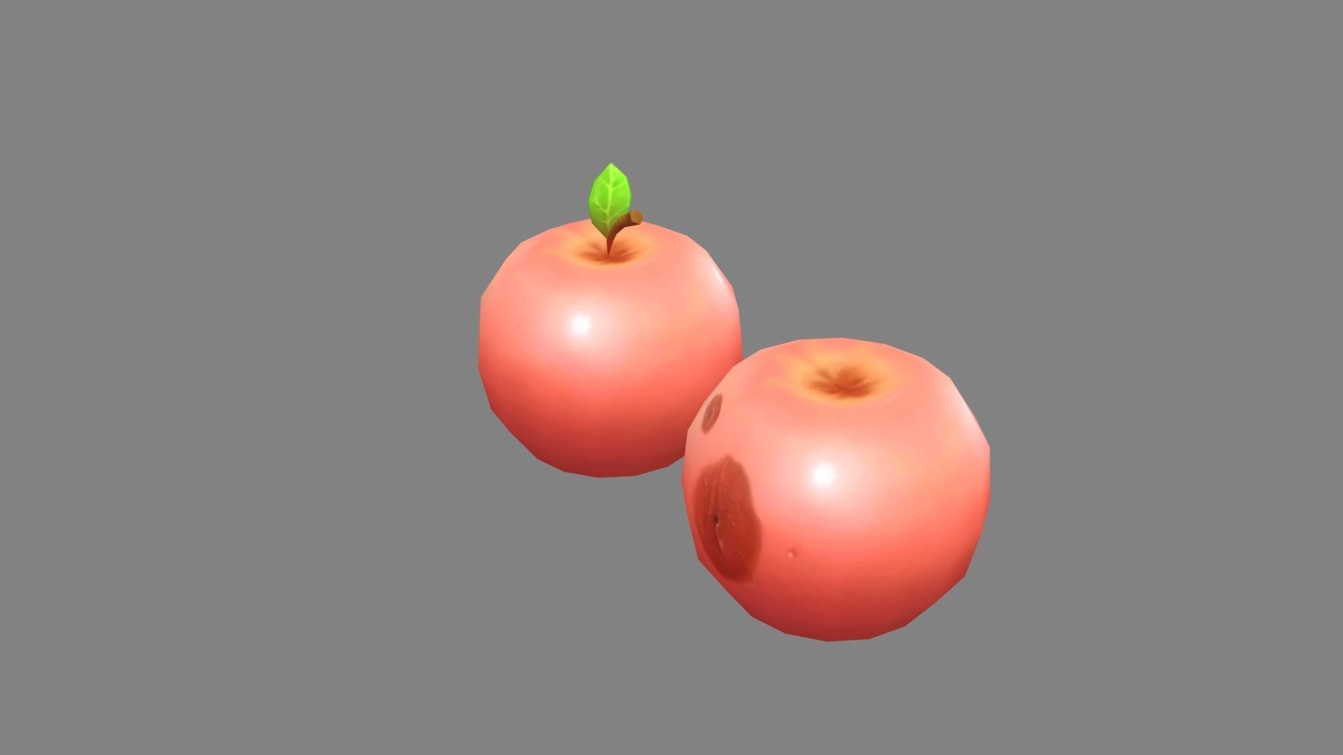 3D model Cartoon rotten fruit - pink apple VR / AR / low-poly | CGTrader