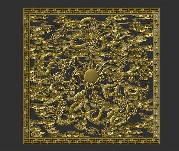 dragons metal plate with pattern 3D model 3D printable | CGTrader