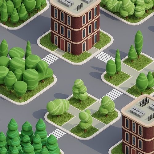 3D Asset - Low-poly stylized trees set Low-poly 3D model