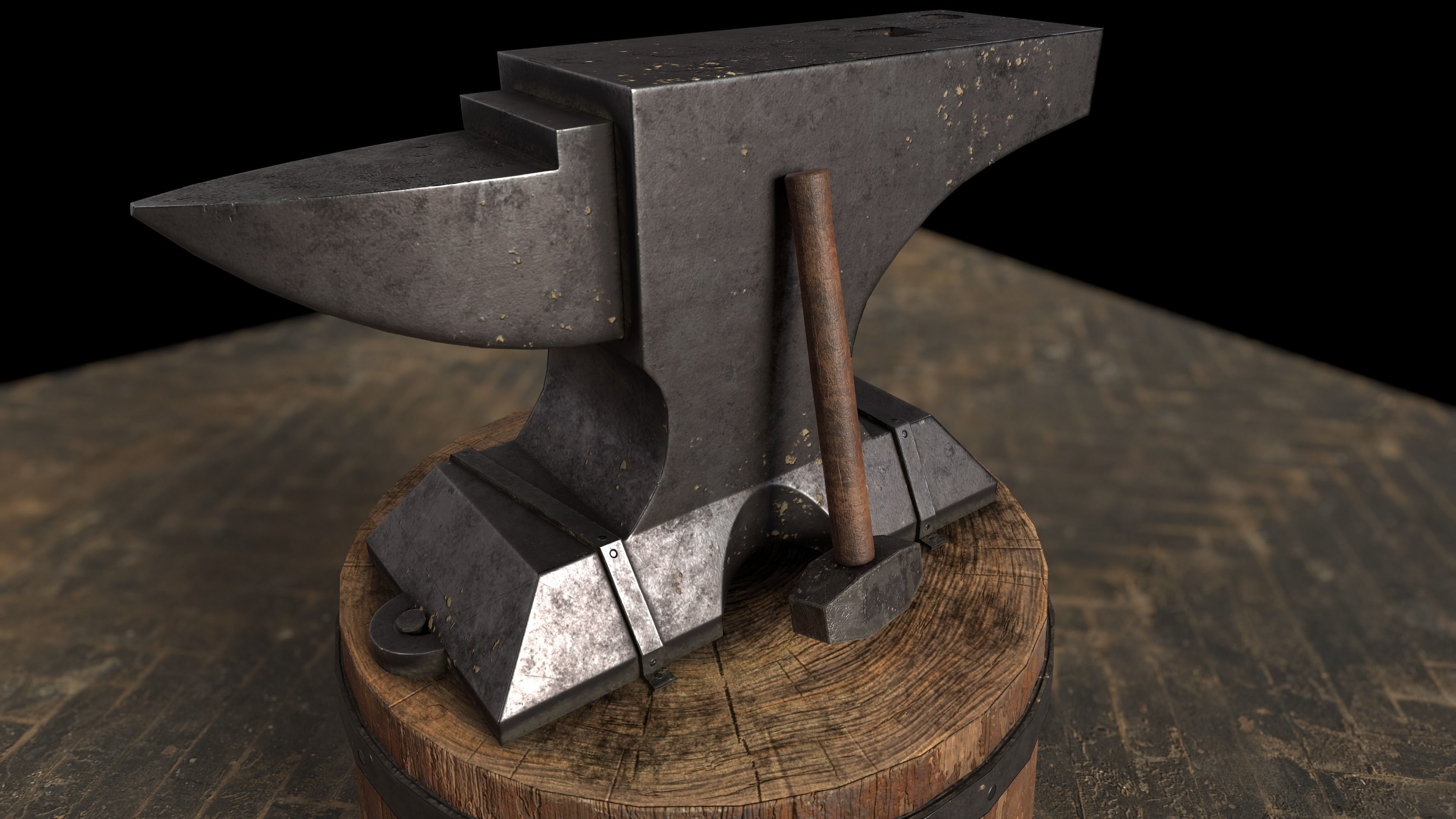 3D model Medieval Anvil and Hammer VR / AR / lowpoly CGTrader